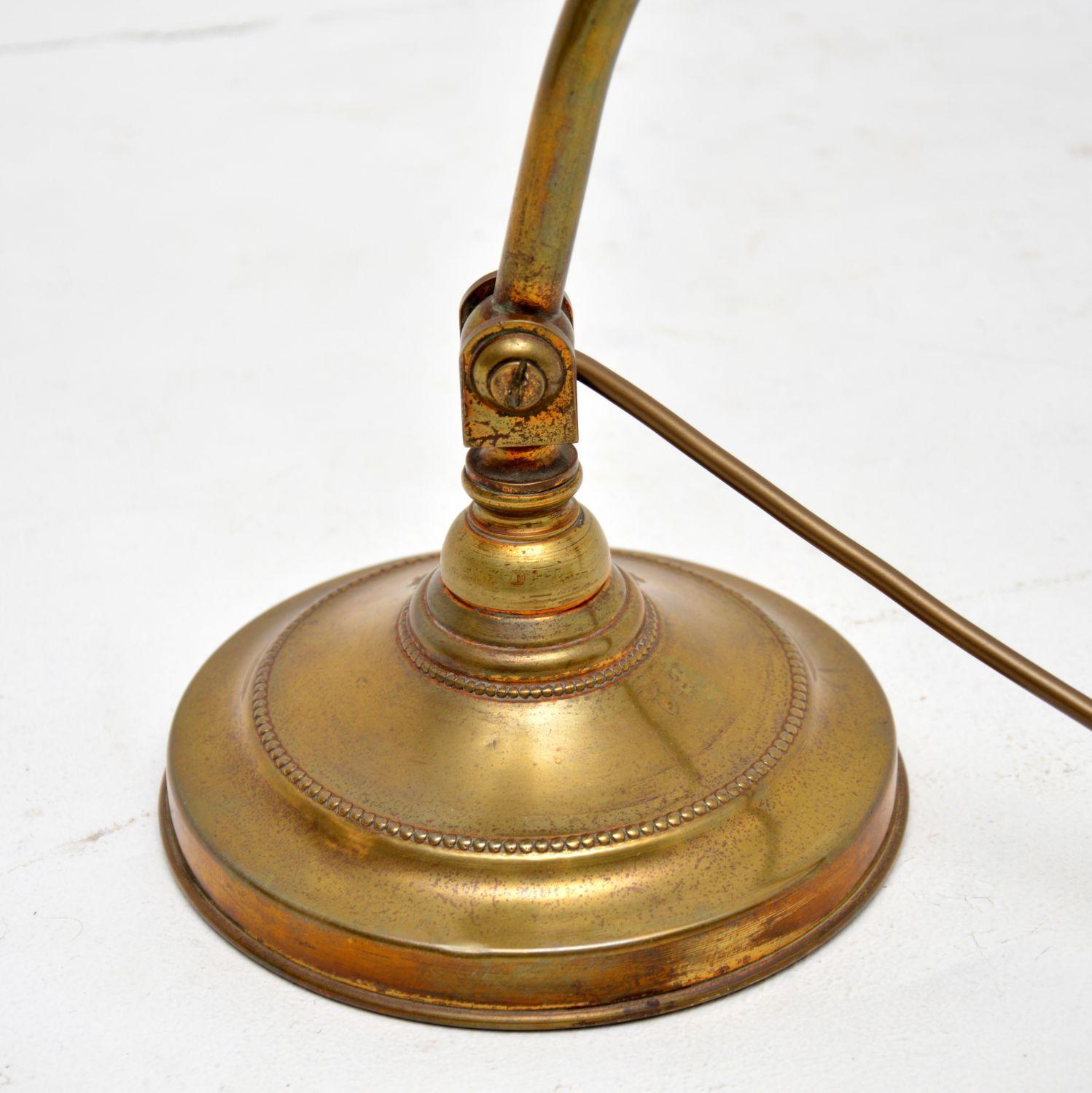English Antique Edwardian Solid Brass Desk Lamp