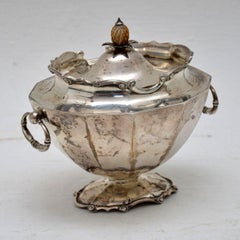 Antike antike edwardianische Teedose aus massivem Silber, um 1912
