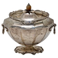 Antike edwardianische Teedose aus massivem Silber, um 1912