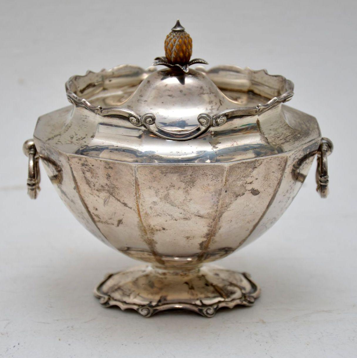 British Antique Edwardian Solid Silver Tea Caddy, circa 1912