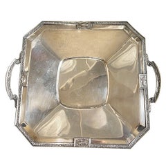 Antique Edwardian Square Silverplate Serving Tray by Lawrence B. Smith Co.