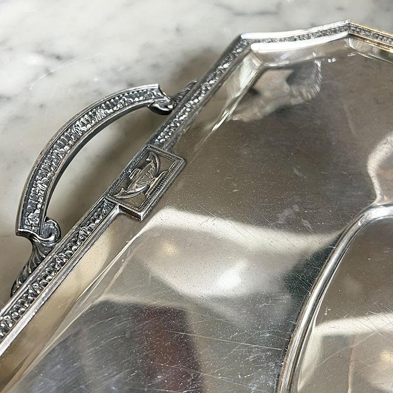 American Antique Edwardian Square Silverplate Serving Tray by Lawrence B. Smith Co.