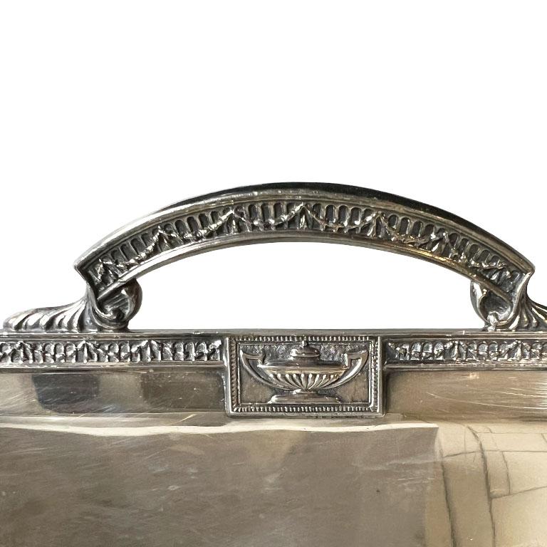 20th Century Antique Edwardian Square Silverplate Serving Tray by Lawrence B. Smith Co.