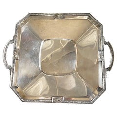 Antique Edwardian Square Silverplate Serving Tray by Lawrence B. Smith Co.