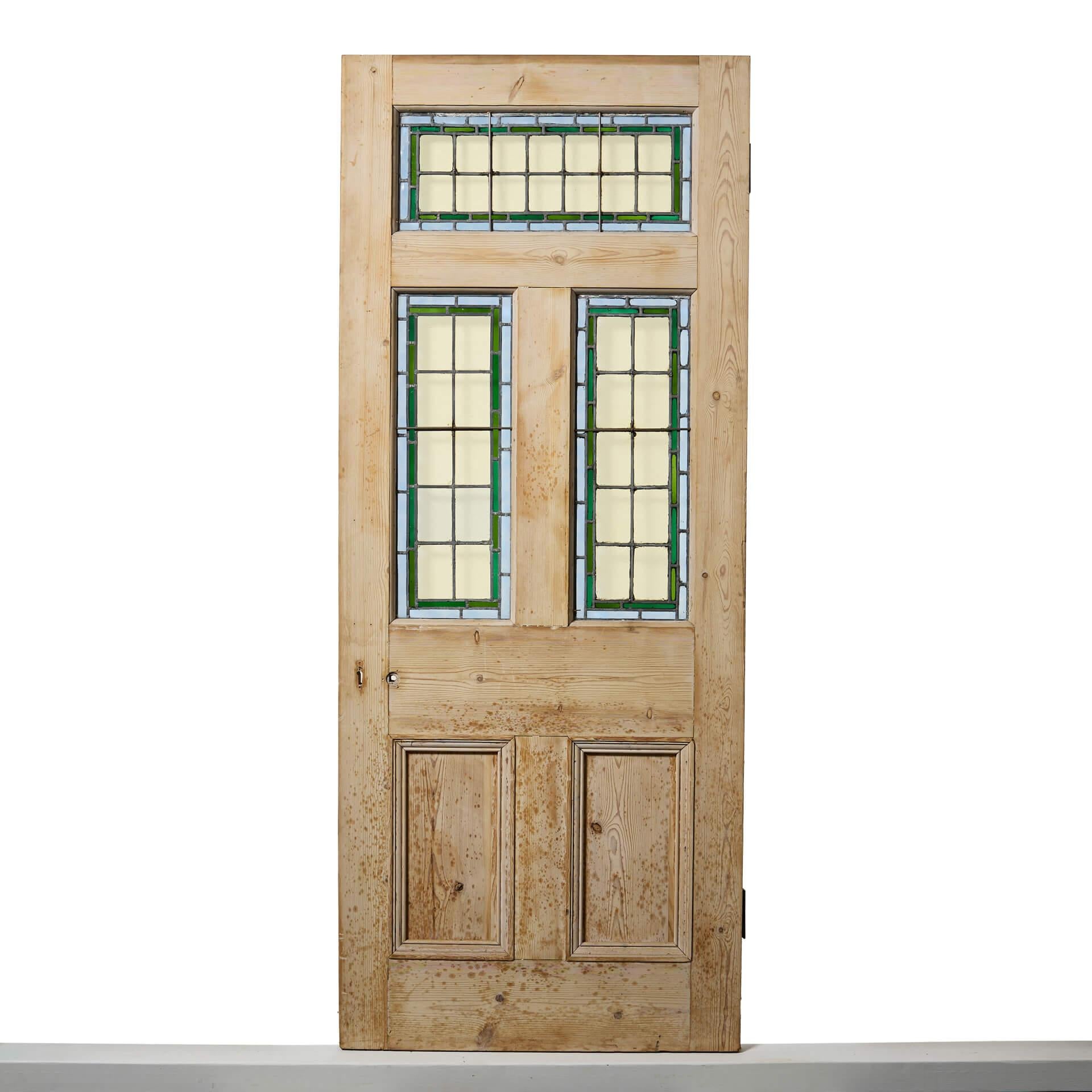 Antique Edwardian Stained Glass Front Door For Sale at 1stDibs