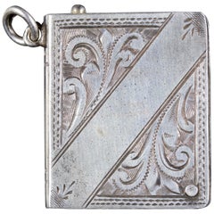 Antique Edwardian Stamp-Case Pendant Silver Dated 1912