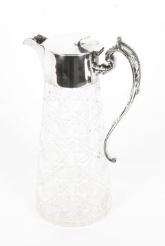 Antique Edwardian Sterling Silver and Cut Crystal Claret Jug Marples & Co, 1907