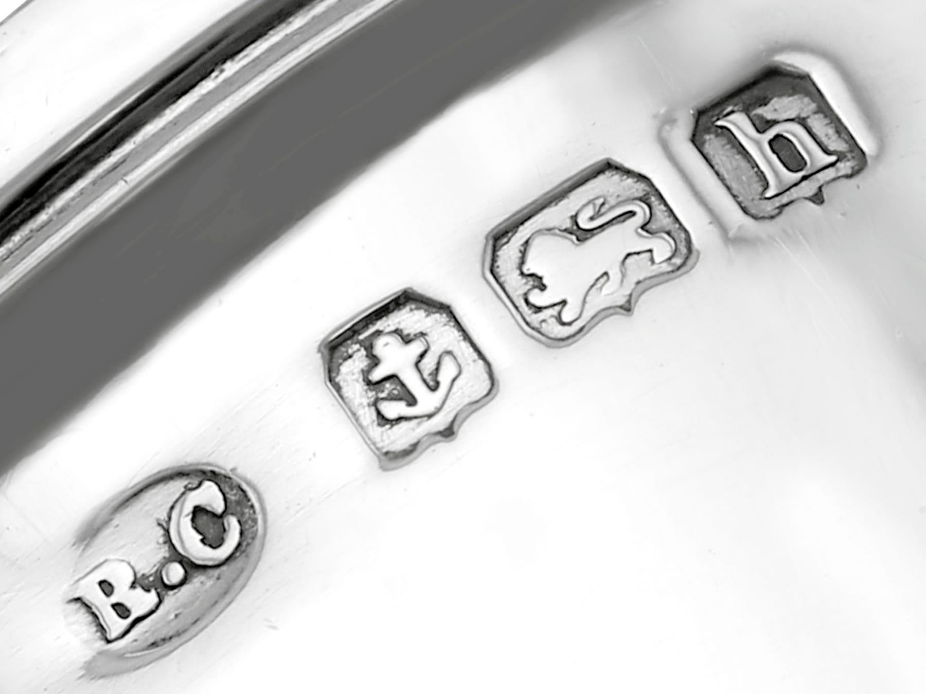 Antique Edwardian Sterling Silver and Enamel Napkin Rings For Sale at