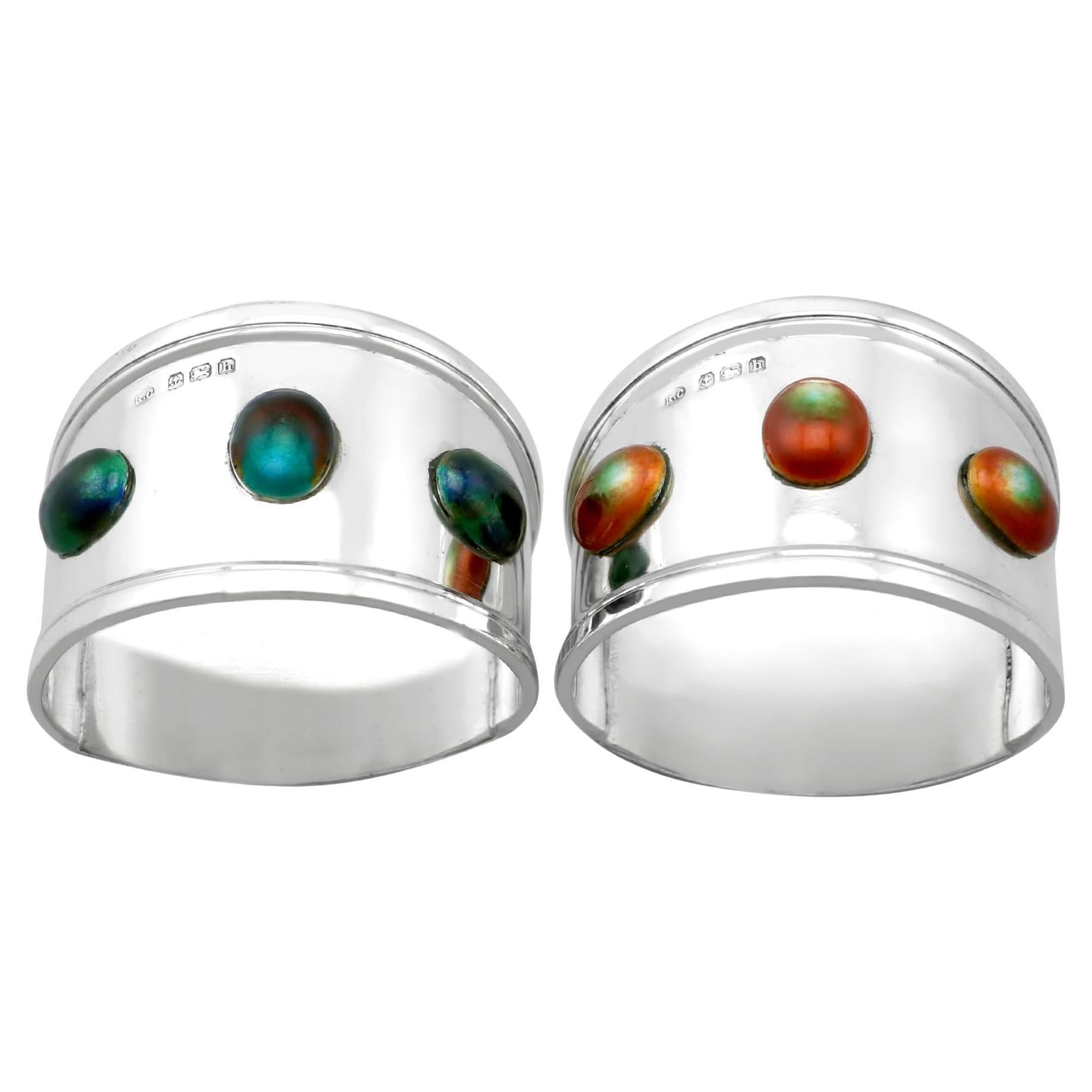 Antique Edwardian Sterling Silver and Enamel Napkin Rings For Sale at ...