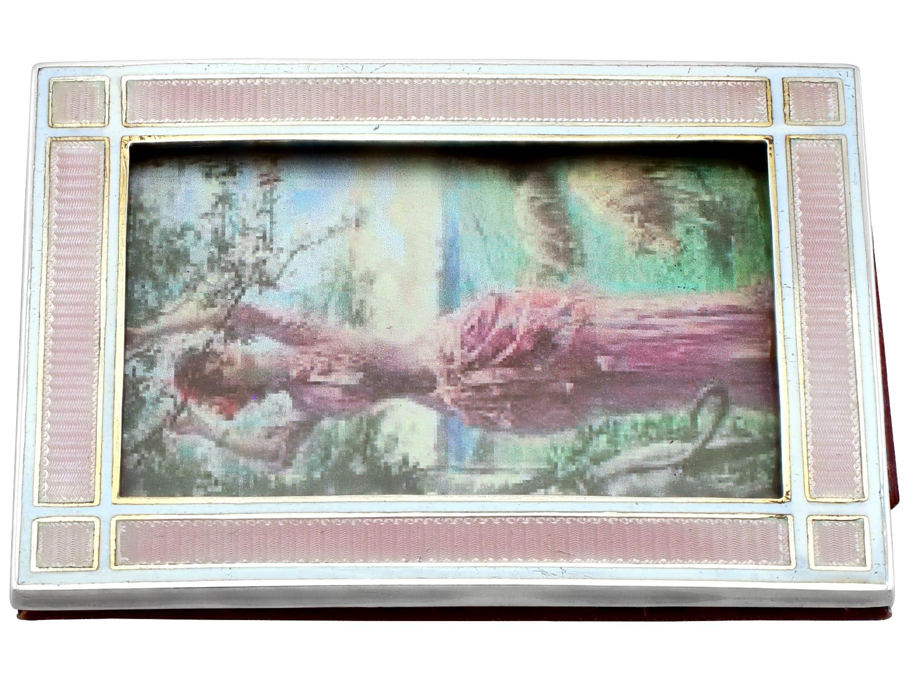 Edwardian Sterling Silver and Enamel Photograph Frame For Sale 1