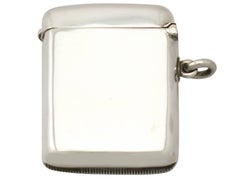 Antique Edwardian Sterling Silver and Enamel Vesta Case