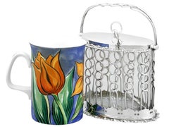 Antique Edwardian Sterling Silver and Glass Serving Preserve Baskets