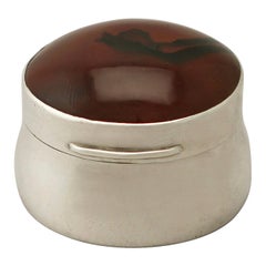 Antique Edwardian Sterling Silver and Hardstone Box By Moss Morris