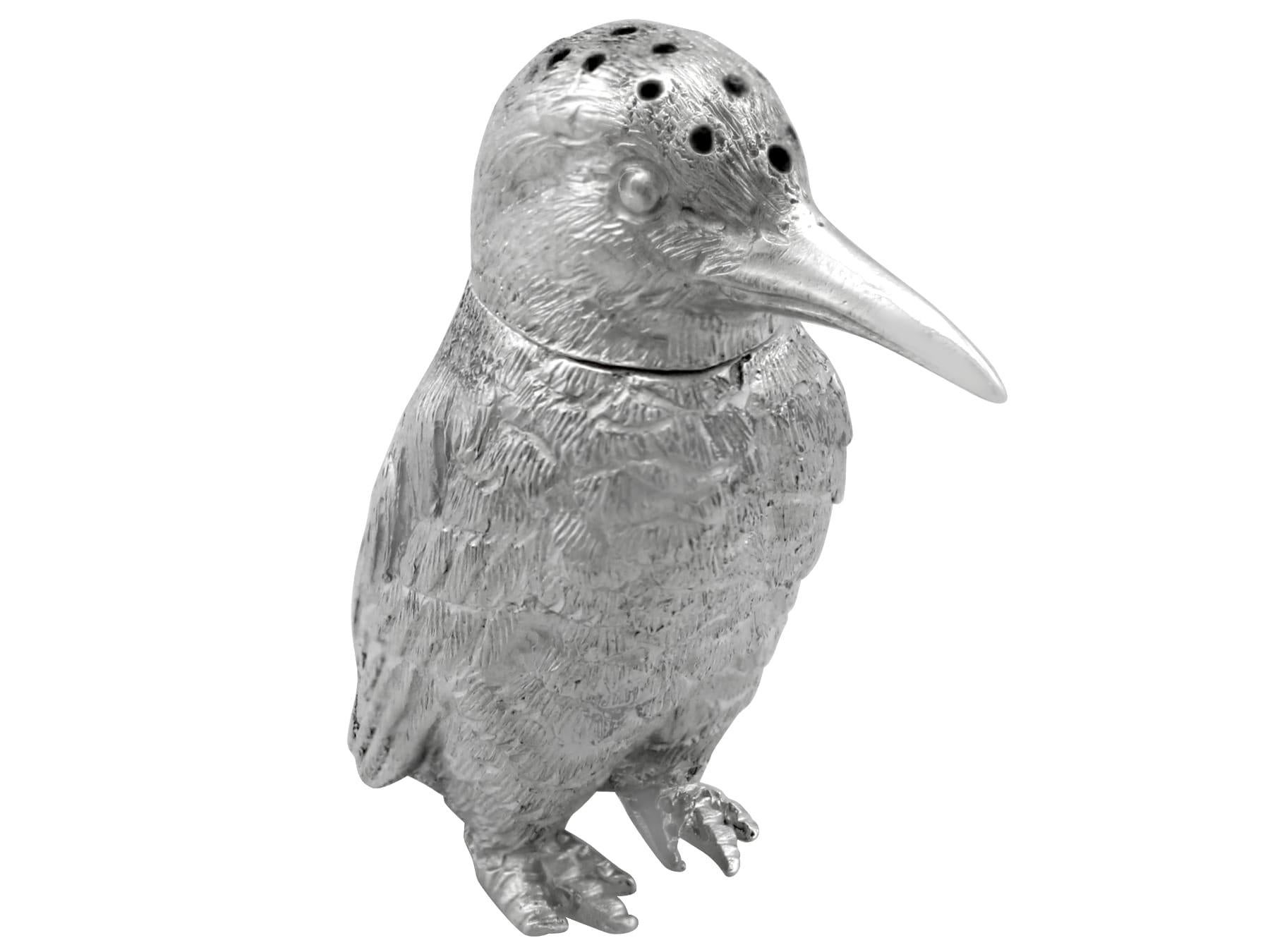 Edwardianische Vogel-Pfefferstreuer aus Sterlingsilber im Angebot 2