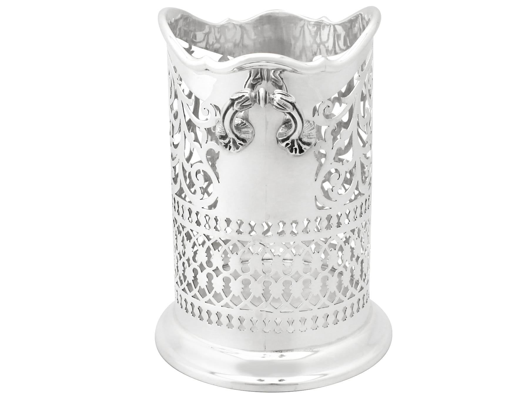 Édouardien Antique sous-verre à bouteille édouardien en argent sterling en vente