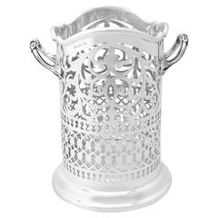 Antique sous-verre à bouteille édouardien en argent sterling