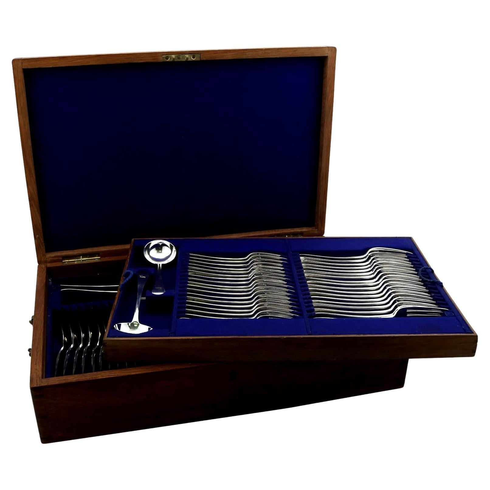 Antique Edwardian Sterling Silver Canteen of Cutlery (1906)