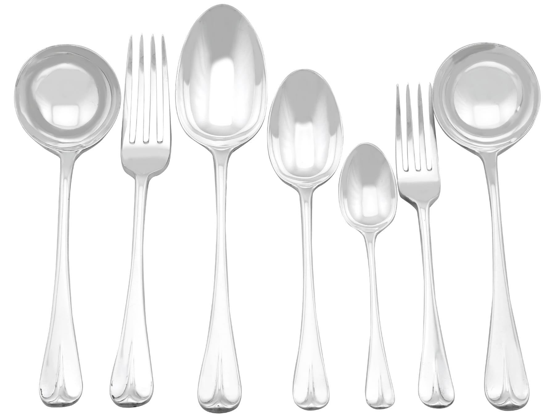An exceptional, fine and impressive antique Edwardian English sterling silver straight Hanoverian Drop pattern flatware service; an addition to our flatware collection

The pieces of this exceptional, antique Victorian straight* sterling silver