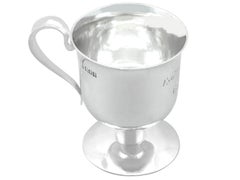 Antique Edwardian Sterling Silver Christening Mug - Arts & Crafts Style
