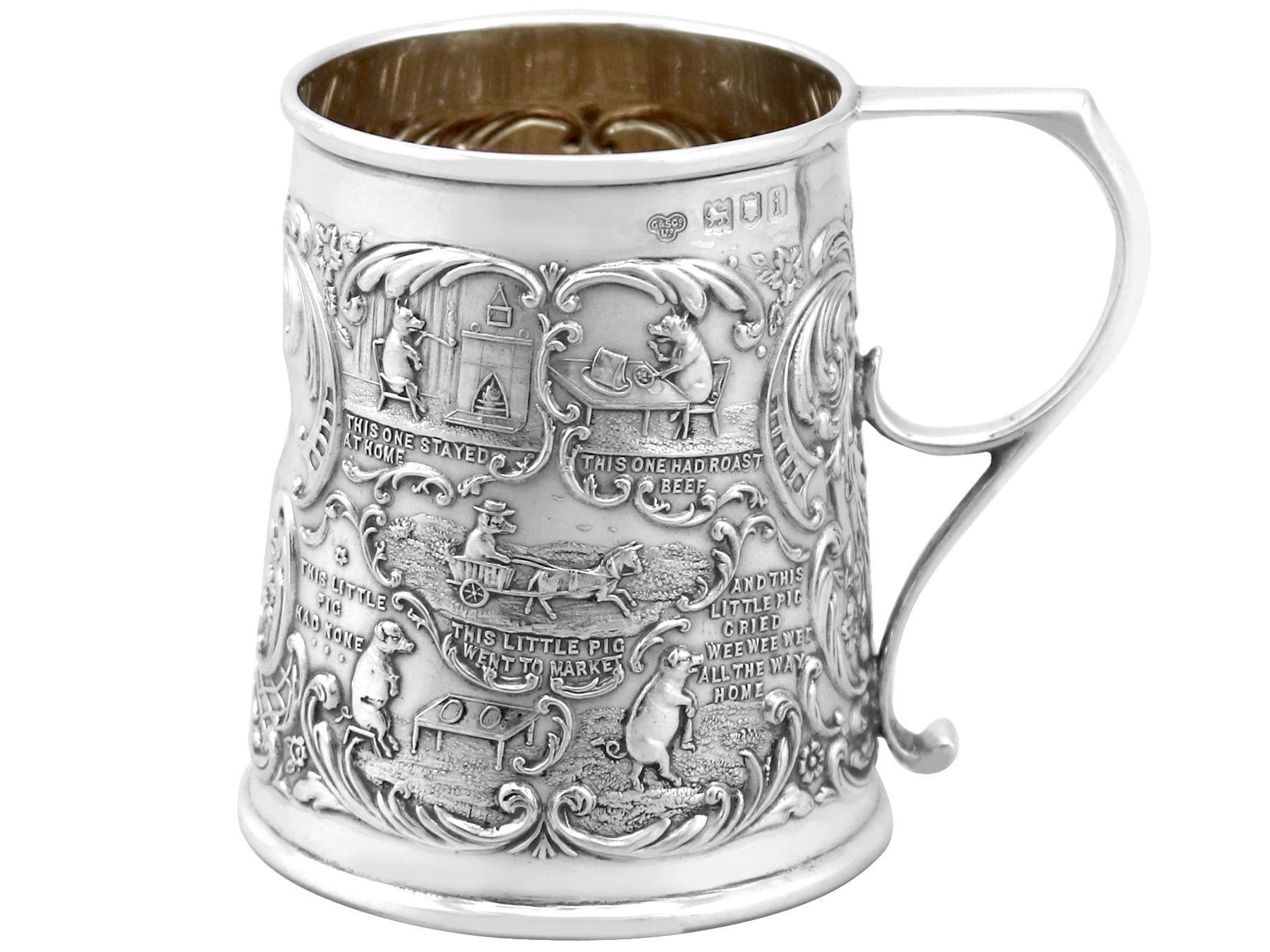 Édouardien Tasse de baptême édouardienne ancienne en argent sterling en vente