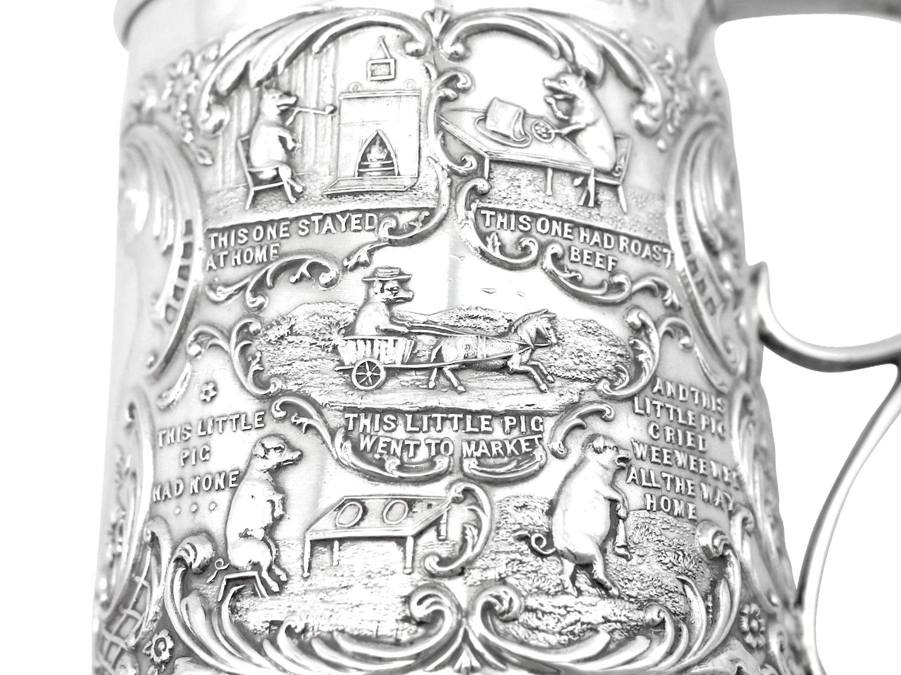 Goldsmiths & Silversmiths Antique Edwardian Sterling Silver Christening Mug For Sale 1