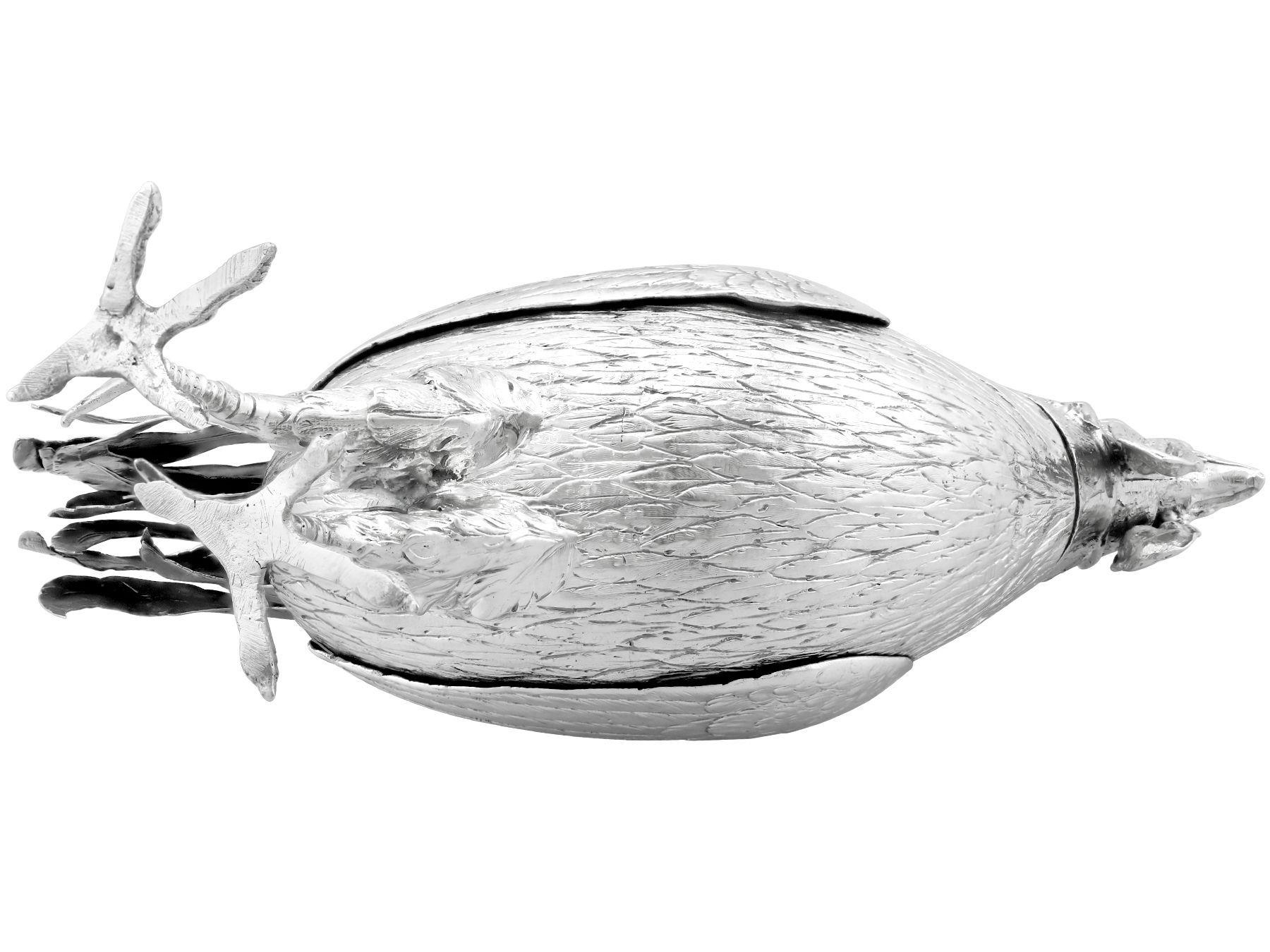 Antique Edwardian Sterling Silver Cockerel Sugar Box 6