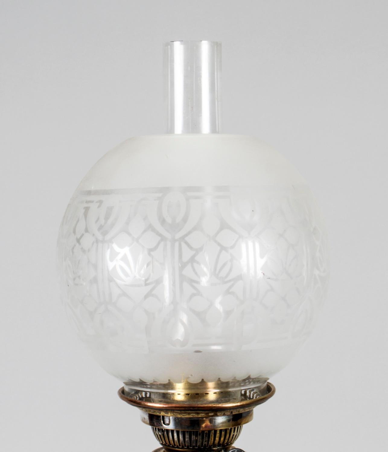 Antique Edwardian Sterling Silver Corinthian Column Table Lamp, 1904 4