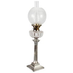 Antique Edwardian Sterling Silver Corinthian Column Table Lamp, 1904