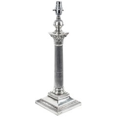 Antique Edwardian Sterling Silver Corinthian Column Table Lamp 1908