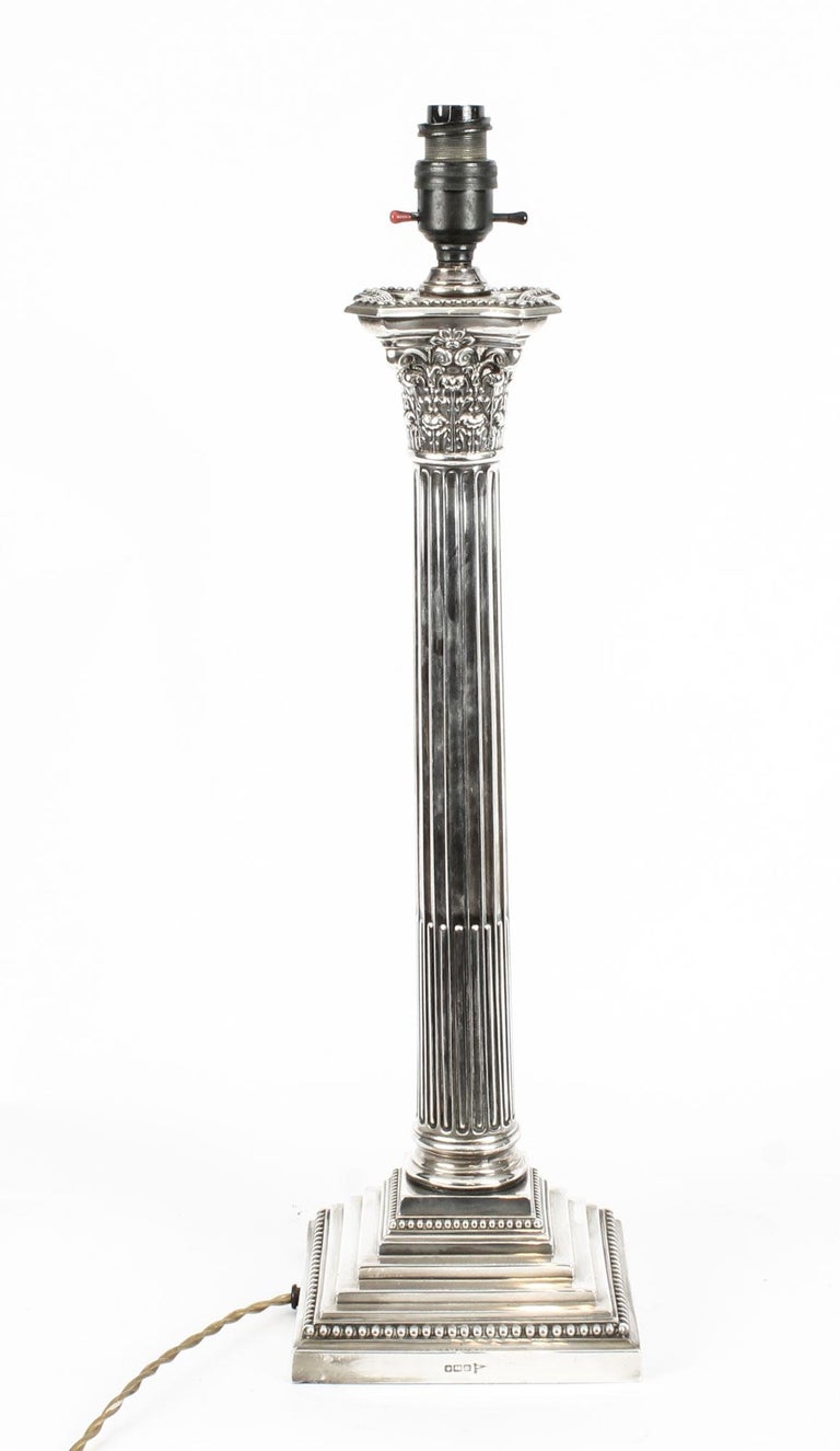 Antique Edwardian Sterling Silver Corinthian Column Table ...