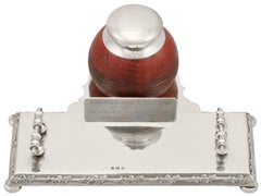 Antique Edwardian Sterling Silver Cricket Inkwell