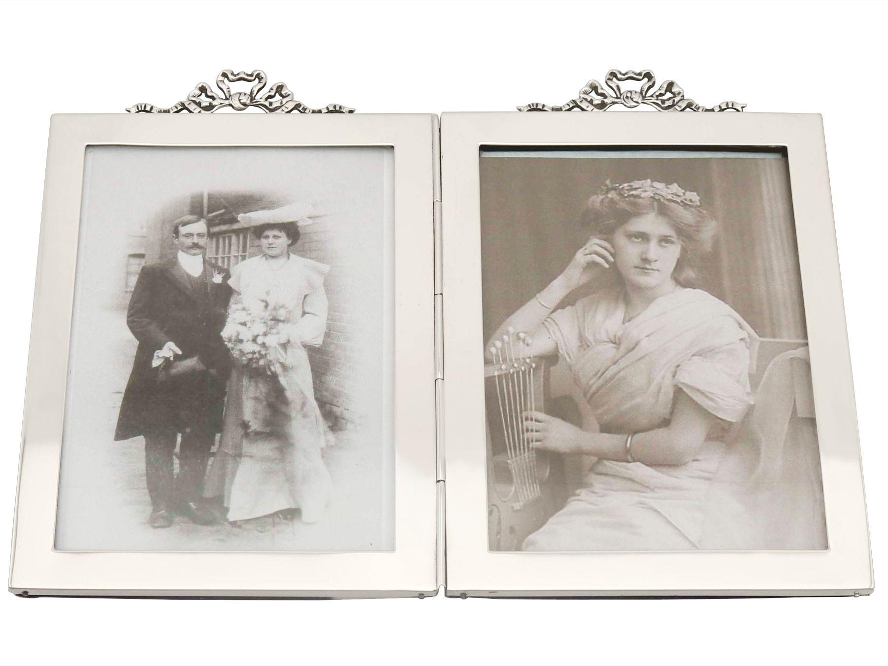 Antique Edwardian Sterling Silver Double Photograph Frame, 1907 1