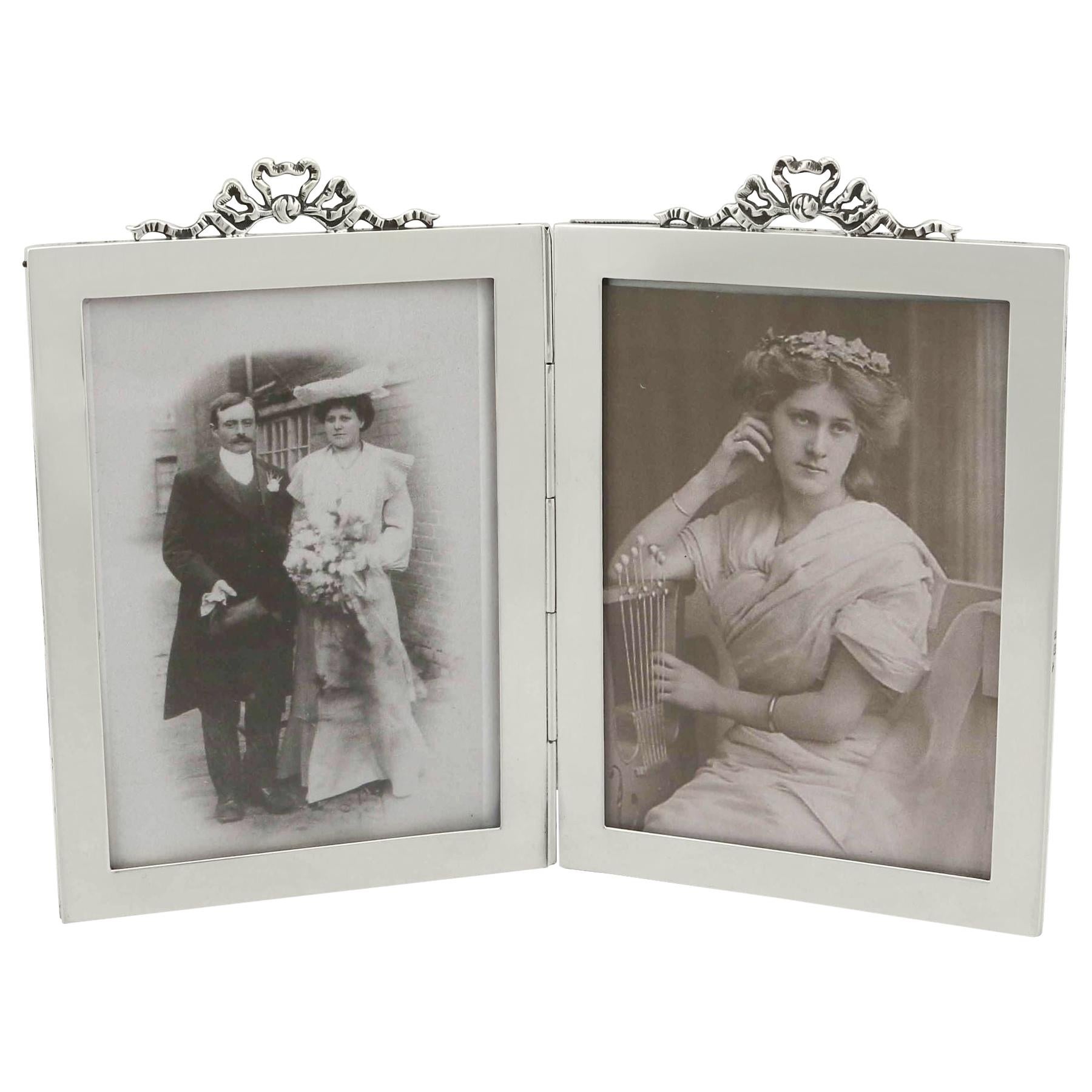 Antique Edwardian Sterling Silver Double Photograph Frame 1907