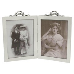 Antiker edwardianischer Doppelfotografie-Rahmen aus Sterlingsilber 1907