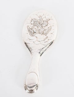 Antique Edwardian Sterling Silver & Embossed Hand Mirror Charles Boyton 1902