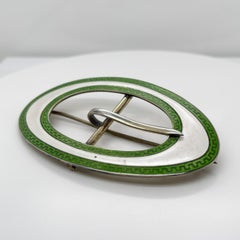 Antique Edwardian Sterling Silver & Enamel Sash Buckle Brooch