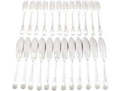 Antikes Edwardianisches Fischservice aus Sterlingsilber für zwölf Personen