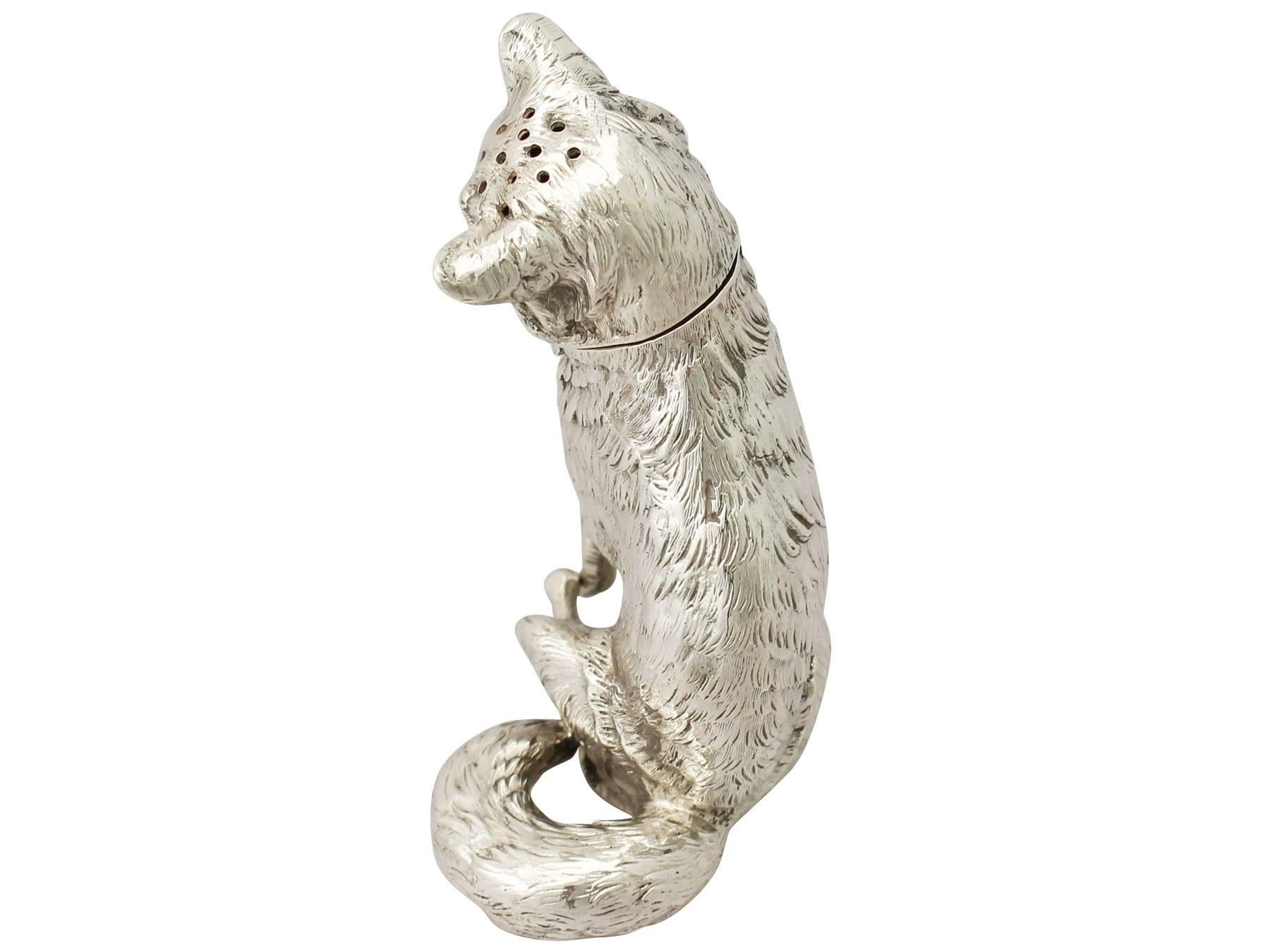 Early 20th Century Antique Edwardian Sterling Silver 'Fox' Pepperette