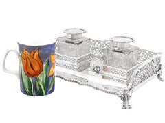 Antique Edwardian Sterling Silver Gallery Inkstand by Edward Barnard & Sons Ltd