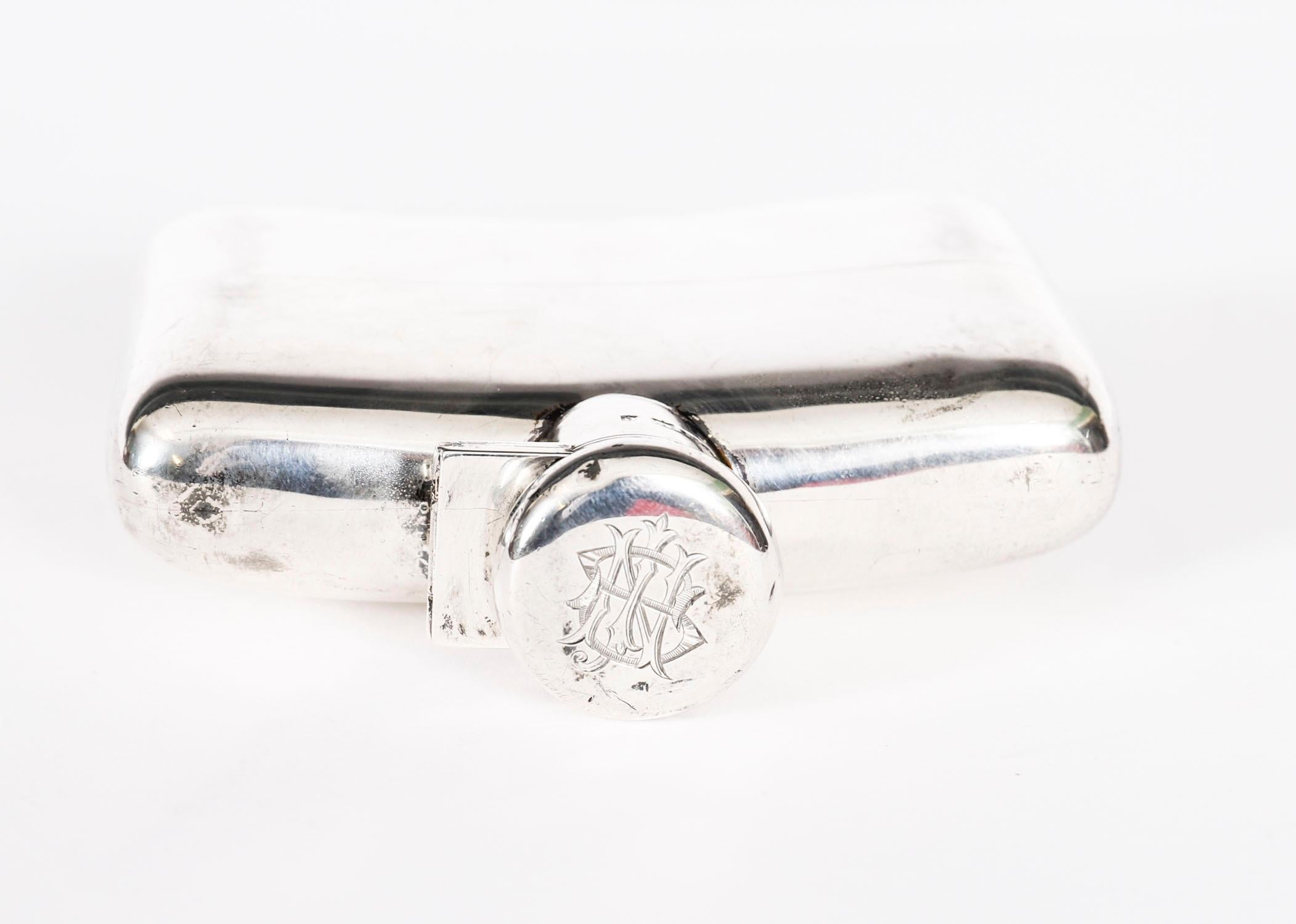 Antique Edwardian Sterling Silver Hip Flask Deakin Francis Ltd Dated 1904 For Sale 1