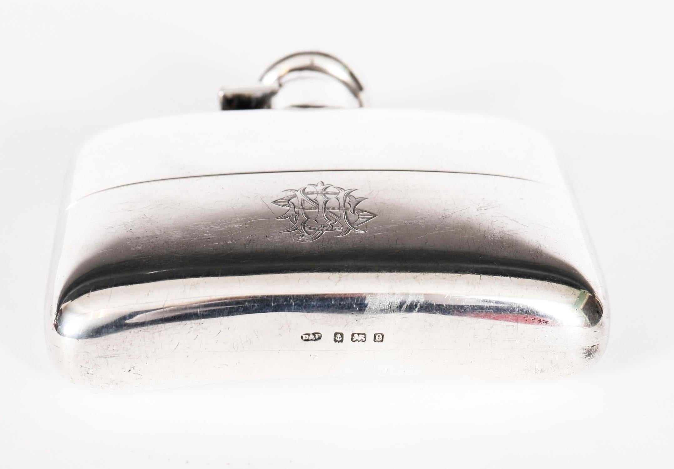 Antique Edwardian Sterling Silver Hip Flask Deakin Francis Ltd Dated 1904 For Sale 4
