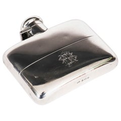 Antique Edwardian Sterling Silver Hip Flask Deakin Francis Ltd Dated 1904