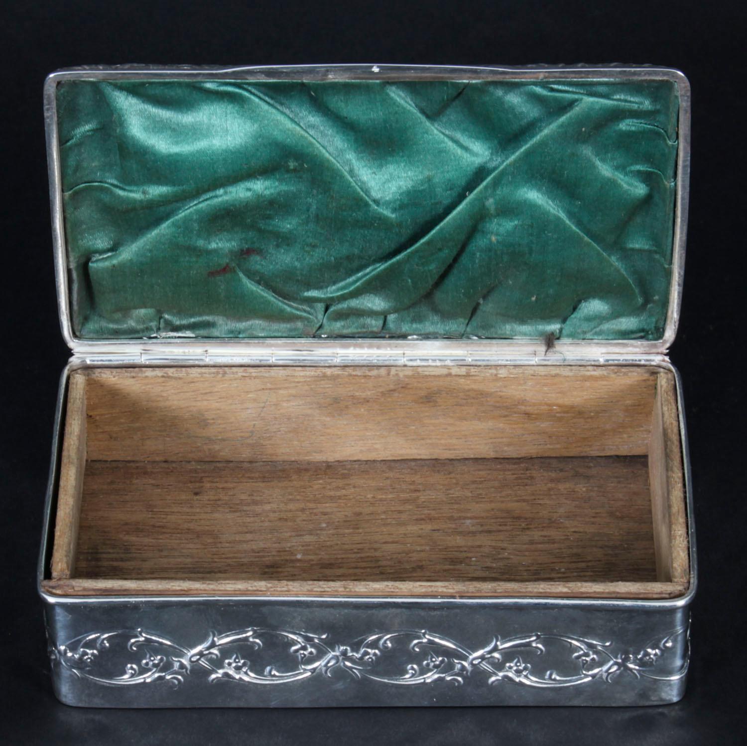 Antique Edwardian Sterling Silver Jewellery Box Casket H. Matthews, 1901 5