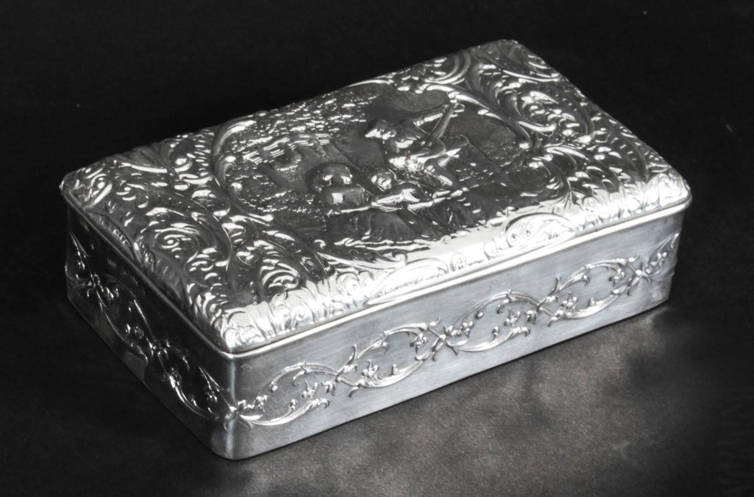 Antique Edwardian Sterling Silver Jewellery Box Casket H. Matthews, 1901 8