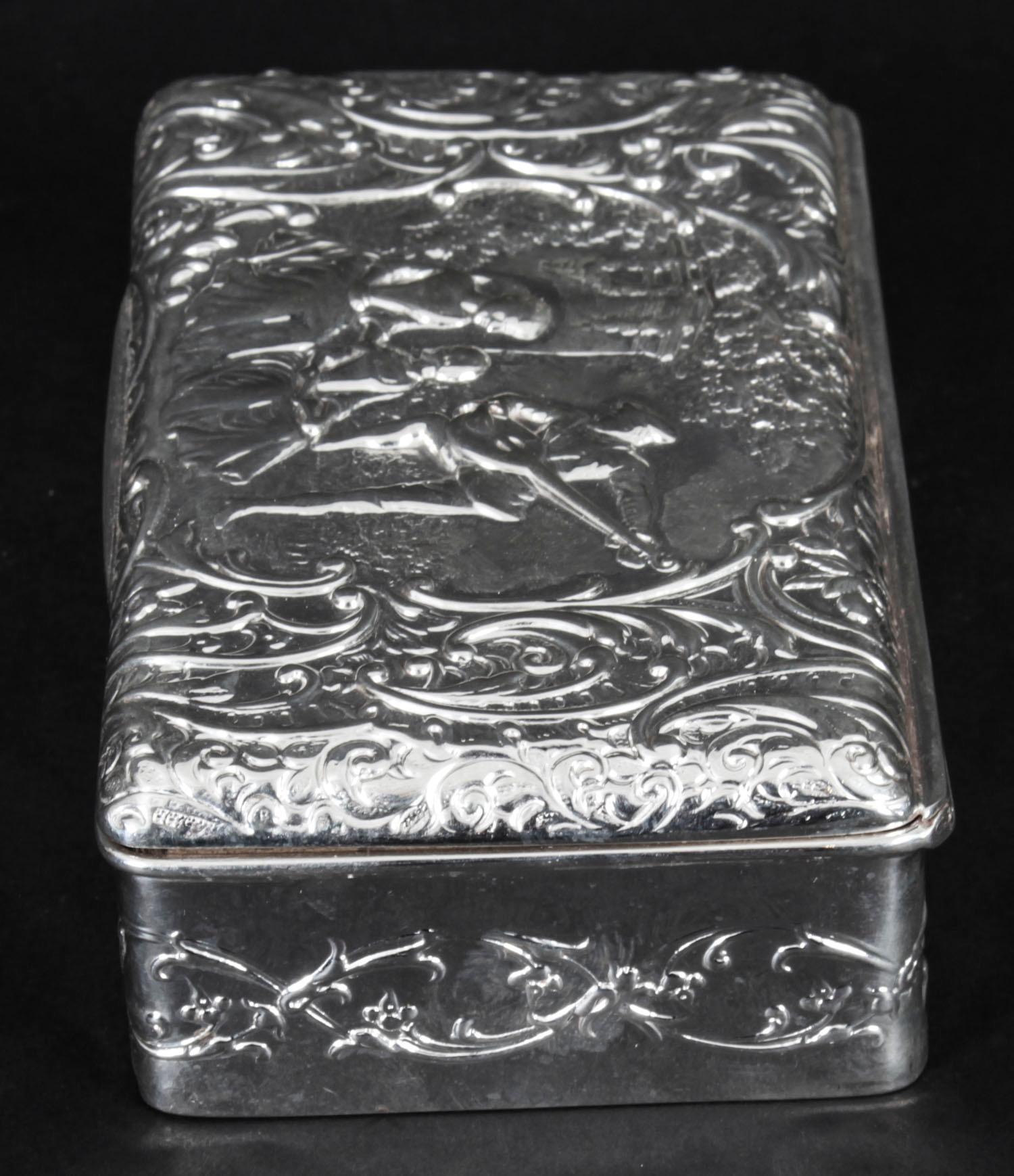 Early 20th Century Antique Edwardian Sterling Silver Jewellery Box Casket H. Matthews, 1901