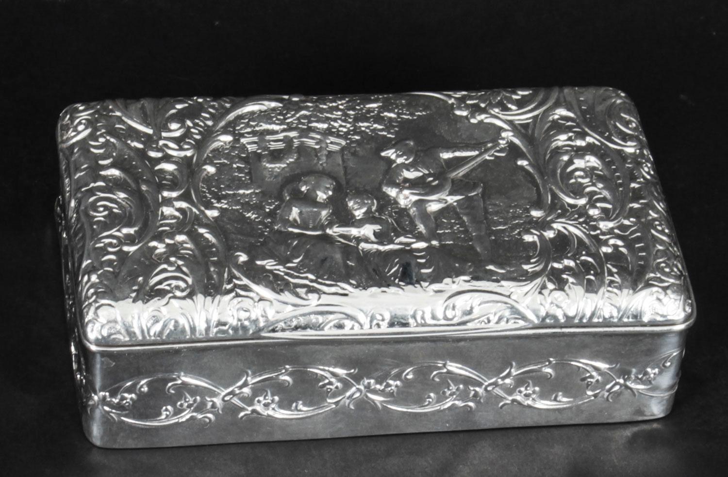 Antique Edwardian Sterling Silver Jewellery Box Casket H. Matthews, 1901 4