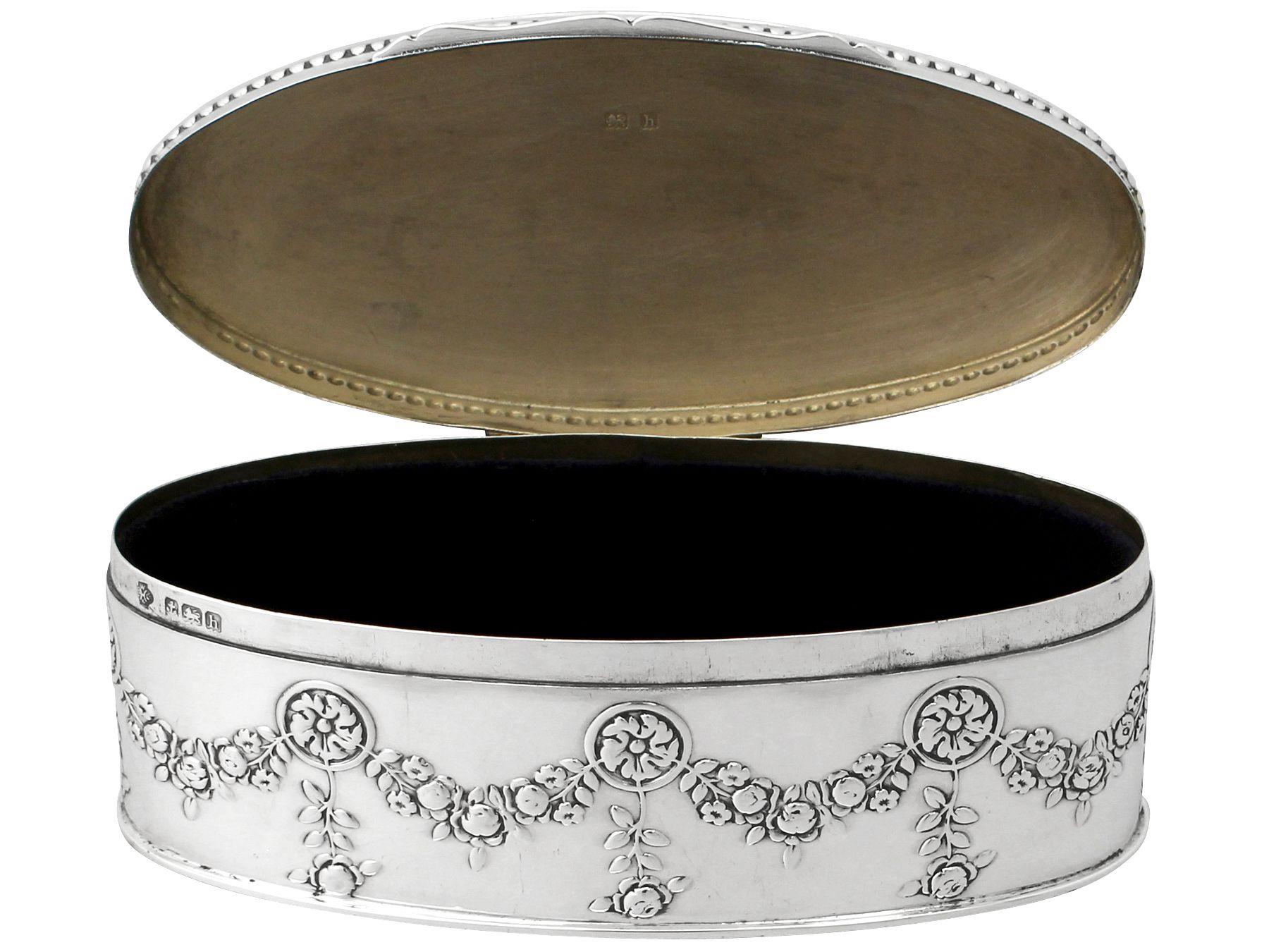Early 20th Century Antique Edwardian Sterling Silver Jewelry Trinket Box