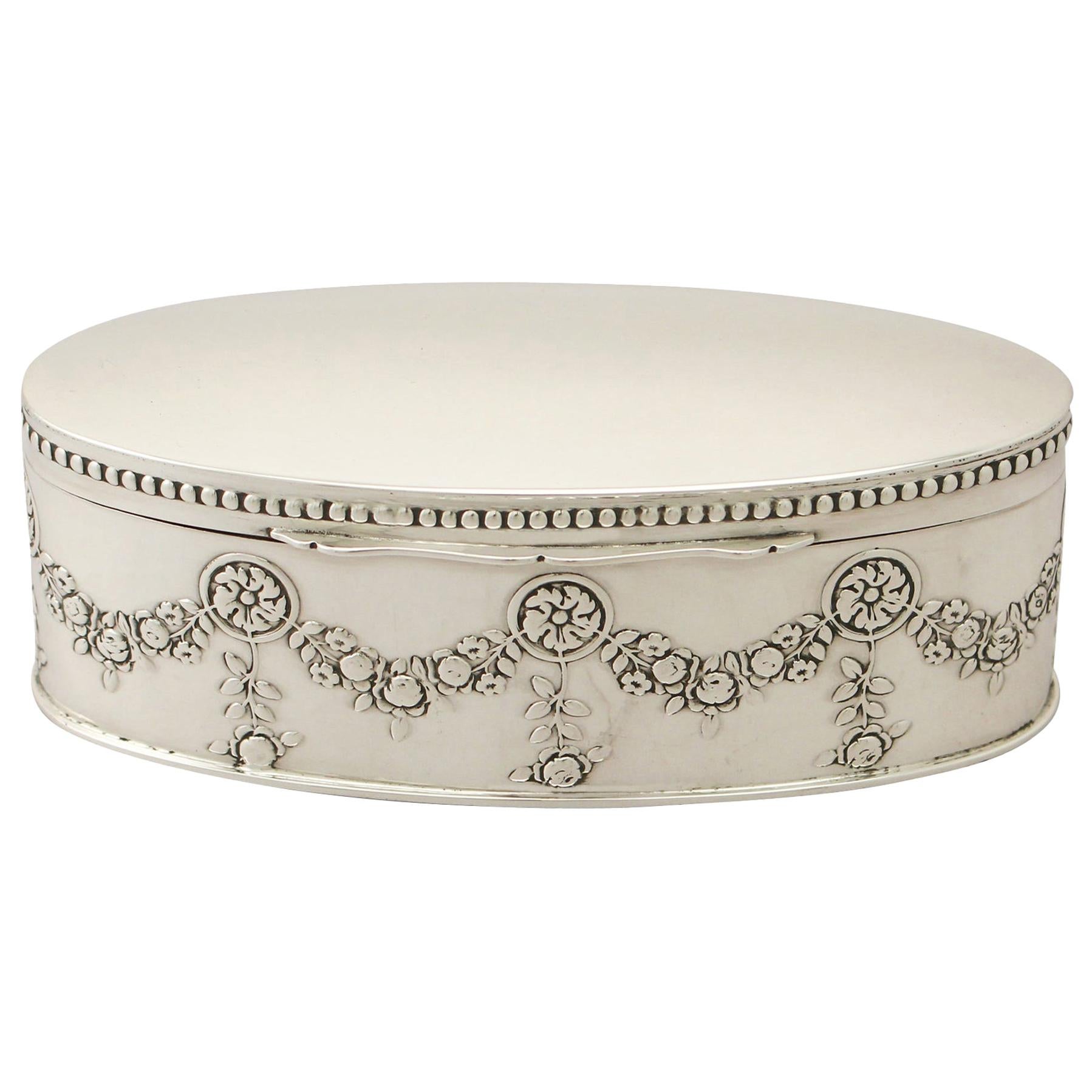 Sterling Silver Round Footed Jewelry Box, with Ring Holders and Chain ...