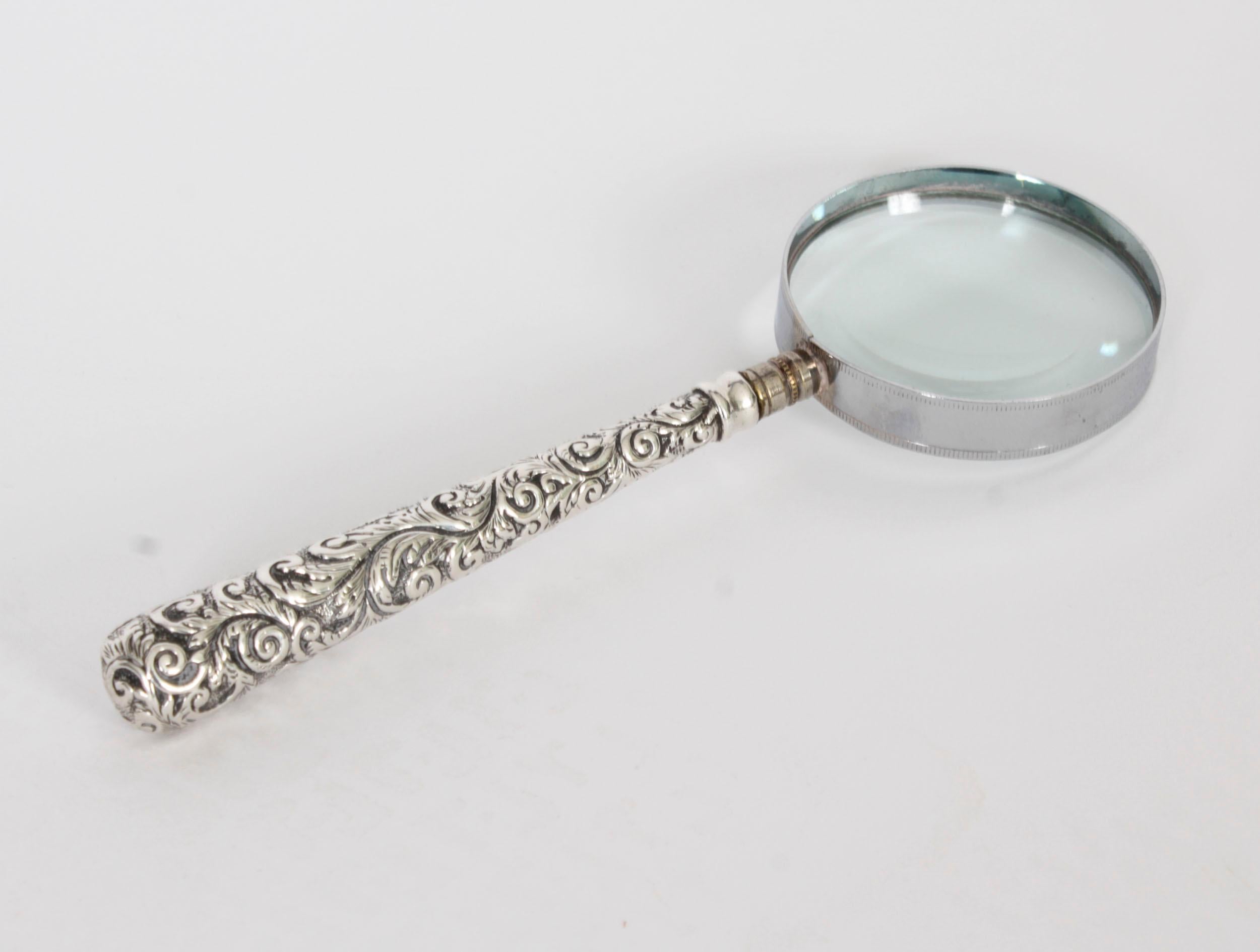Antique Edwardian Sterling Silver Magnifying Glass Adie & Lovekin Ltd 1907 7
