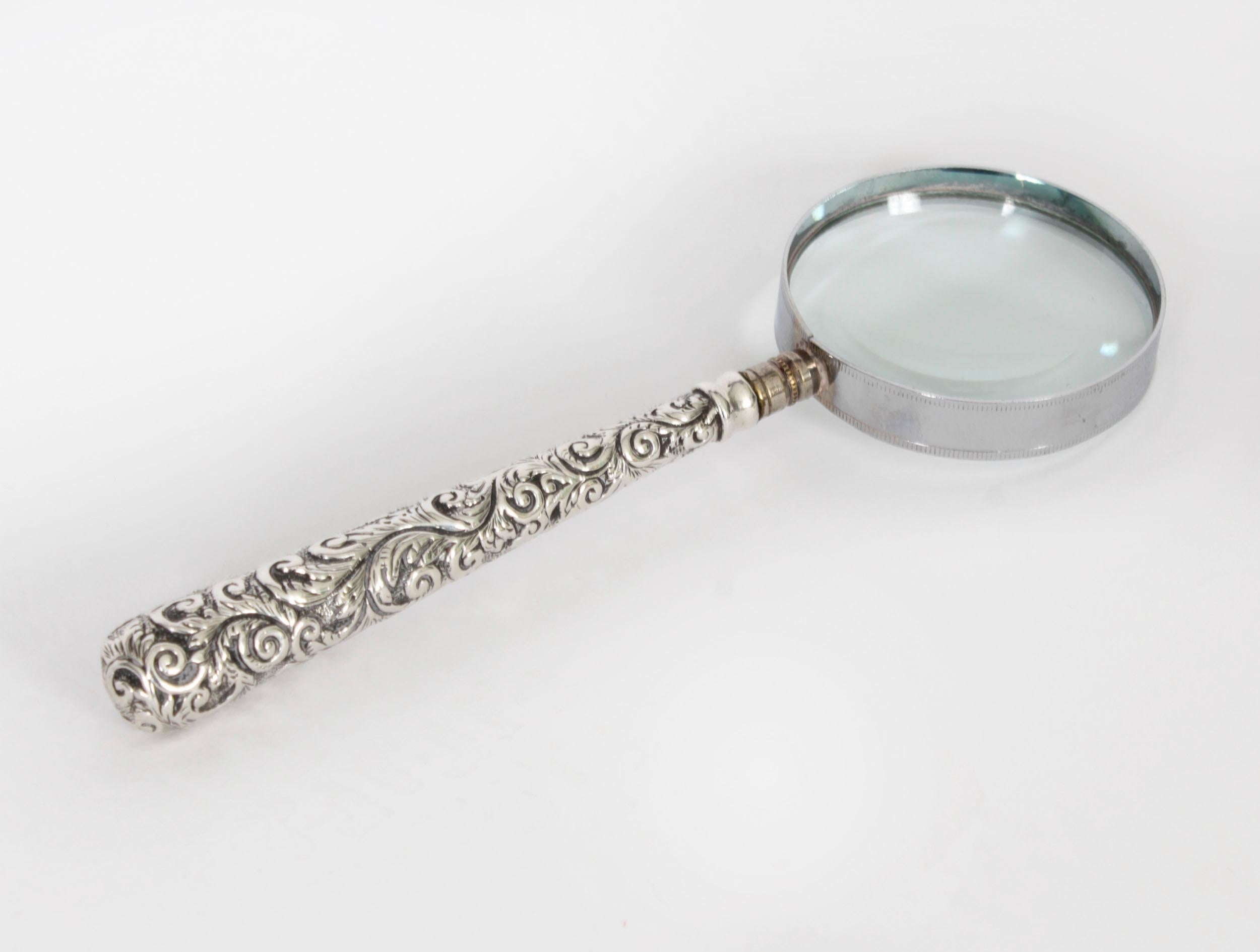 Antique Edwardian Sterling Silver Magnifying Glass Adie & Lovekin Ltd 1907 10